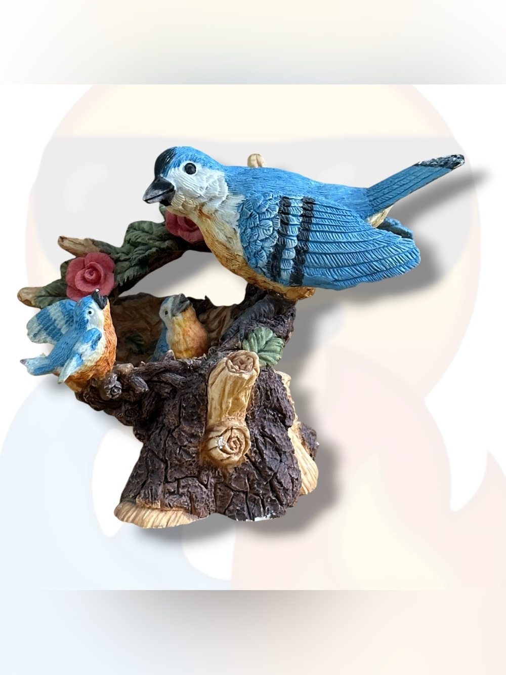 Vintage Bluebird & Fledglings Nest Figurine